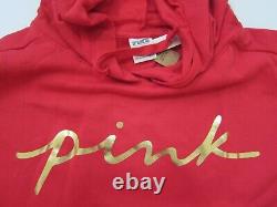 BLING LOT Victoria Secret Pink FOIL LOGO PULLOVER HOODIE LEGGING PANT L XL SET