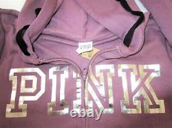 BLING Victoria Secret Pink LOGO ZIP SWEAT SHIRT HOODIE BOYFRIEND PANT SET M L XL