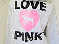 BLING Victoria Secret Pink ORIGINAL NEON HEART DOG LOGO HOODIE PANT L XL XXL SET