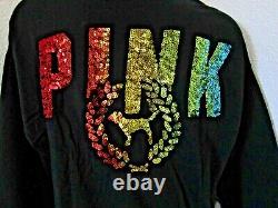 LOT BLING Victoria Secret Pink RAINBOW Sequin TEE SHIRT Foil LEGGING PANT L SET