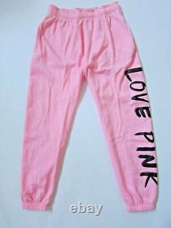 LOT Victoria Secret Pink DAISY BRUSHED BLACK LOGO TEE SHIRT CAMPUS PANT 2XL SET