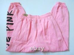 LOT Victoria Secret Pink DAISY BRUSHED BLACK LOGO TEE SHIRT CAMPUS PANT 2XL SET