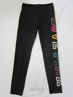 LOT Victoria Secret Pink LOGO PULLOVER HOODIE BLACK RAINBOW LEGGING PANT XL SET