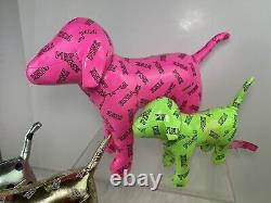 Lot Of 6 Victoria's Secret PINK Plush Dogs Neon Metallic Cloth HTF