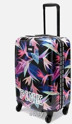 NOS Victorias Secret Pink HARD SHELL GRAPHIC Carry On Wheelie Suitcase Bag W Tag