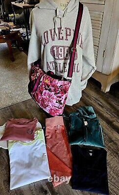 NWT & NWOT Victoria Secret Pink 7pc LOT Tote, Hoodies, 3 Tops and Legging LARGE