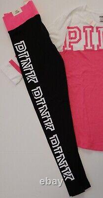 New! VICTORIA SECRET PINK Logo T-Shirt and Leggings Outfit Set X-Small
