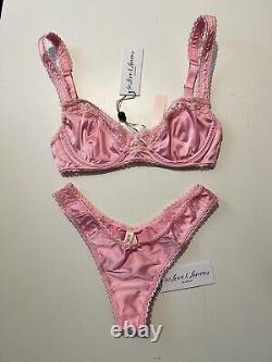 Nwt Victoria Secret For Love & Lemons Posie Bra Xs & Thong Panty S Pink Set