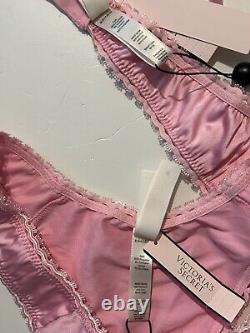 Nwt Victoria Secret For Love & Lemons Posie Bra Xs & Thong Panty S Pink Set