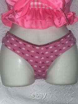 Nwt Victoria's Secret Pink M Crown Love Dog Vintage Rare Bikini Panties Hipster