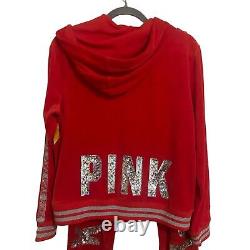 PINK VICTORIAS SECRET NWT Red Velour Sequin Sweatsuit