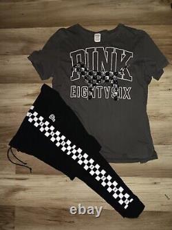 PINK Victoria's Secret Bling Sequin Checker Tshirt & Checkered Leggings