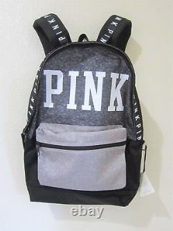 RARE Victoria Secret Pink BLACK GRAY MARL CAMPUS CARRYON BACKPACK BOOK BAG LARGE