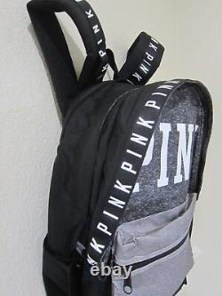 RARE Victoria Secret Pink BLACK GRAY MARL CAMPUS CARRYON BACKPACK BOOK BAG LARGE