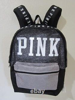 RARE Victoria Secret Pink BLACK GRAY MARL CAMPUS CARRYON BACKPACK BOOK BAG LARGE