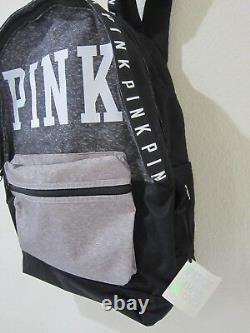 RARE Victoria Secret Pink BLACK GRAY MARL CAMPUS CARRYON BACKPACK BOOK BAG LARGE