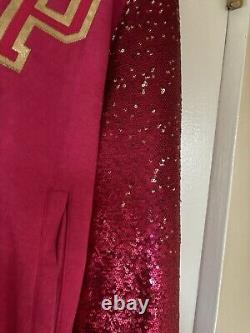 RARE Victorias Secret Pink Sequins Bling Varsity Jacket Fleece LIM. ED HTF L