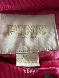 RARE Victorias Secret Pink Sequins Bling Varsity Jacket Fleece LIM. ED HTF L