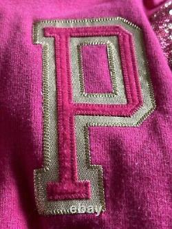 RARE Victorias Secret Pink Sequins Bling Varsity Jacket Fleece LIM. ED HTF L