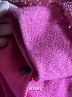 RARE Victorias Secret Pink Sequins Bling Varsity Jacket Fleece LIM. ED HTF L