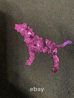 Rare Victorias Secret pink zebra sequin bling tracksuit hoodie pant medium