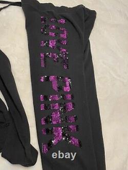 Rare Victorias Secret pink zebra sequin bling tracksuit hoodie pant medium