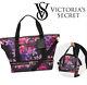 VICTORIA'S SECRET Pink Floral Getaway Overnight Weekender Duffle Crossbody Bag
