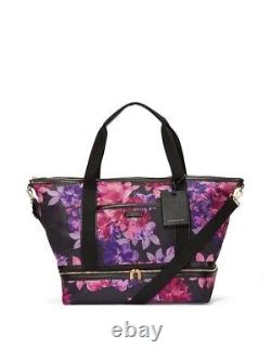 VICTORIA'S SECRET Pink Floral Getaway Overnight Weekender Duffle Crossbody Bag