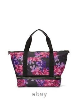 VICTORIA'S SECRET Pink Floral Getaway Overnight Weekender Duffle Crossbody Bag