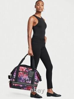 VICTORIA'S SECRET Pink Floral Getaway Overnight Weekender Duffle Crossbody Bag