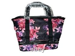 VICTORIA'S SECRET Pink Floral Getaway Overnight Weekender Duffle Crossbody Bag