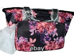 VICTORIA'S SECRET Pink Floral Getaway Overnight Weekender Duffle Crossbody Bag