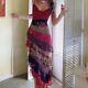 VINTAGE Victoria Secrets Red Rose animal print Slip Dress Cascading side ruffle