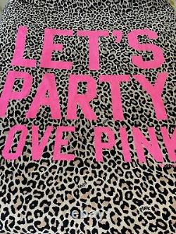 VINTAGE Victorias Secret Pink Stadium Blanket Throw Leopard Let's Party RARE