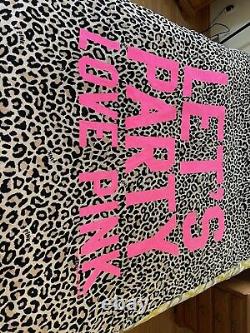 VINTAGE Victorias Secret Pink Stadium Blanket Throw Leopard Let's Party RARE