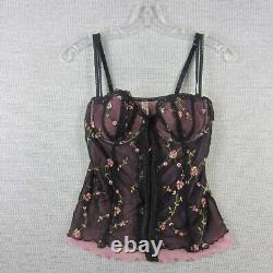 Victoria Secret Bustier Corset Women 36B Black Pink Floral Lingerie Y2K 90s