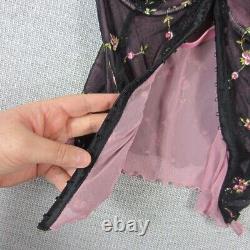 Victoria Secret Bustier Corset Women 36B Black Pink Floral Lingerie Y2K 90s