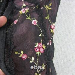 Victoria Secret Bustier Corset Women 36B Black Pink Floral Lingerie Y2K 90s