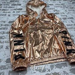 Victoria Secret Hoodie Anorak Jacket M L Rose Gold Bling Metallic QZ Sherpa NWT