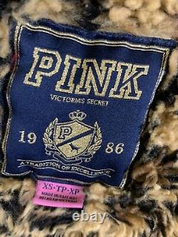 Victoria Secret PINK 1986 faux leopard fur lined XSMALL Hoodie JacketFAST SHIP