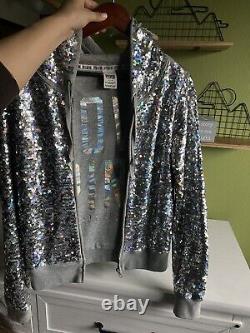 Victoria Secret PINK Bling Sequin Fashion Show Hoodie Jacket 2013 Small HTF