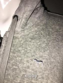 Victoria Secret PINK Bling Silver Sequins Gray Velour Zip Hoodie Jacket X Small
