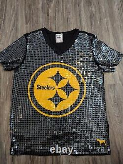 Victoria Secret PINK NFL Steelers Jersey Sequins Women's Size M/L RARE Shirt