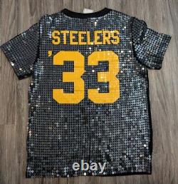 Victoria Secret PINK NFL Steelers Jersey Sequins Women's Size M/L RARE Shirt