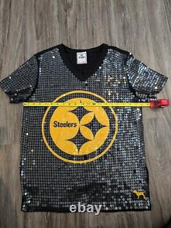 Victoria Secret PINK NFL Steelers Jersey Sequins Women's Size M/L RARE Shirt