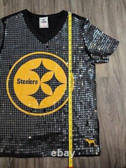 Victoria Secret PINK NFL Steelers Jersey Sequins Women's Size M/L RARE Shirt