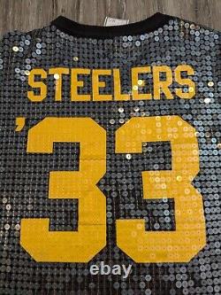 Victoria Secret PINK NFL Steelers Jersey Sequins Women's Size M/L RARE Shirt