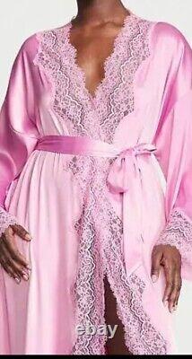 Victoria Secret- PINK Satin & Lace Trim Full-Length Bow Tie Robe- XL / XXL