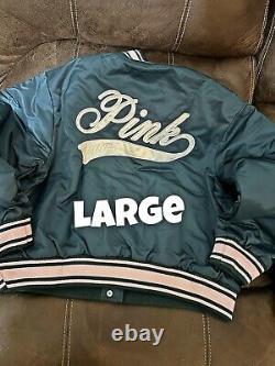 Victoria Secret PINK VARSITY JACKET FOREST GREEN LIMITED EDITION SIZE LARGE