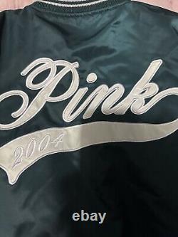 Victoria Secret PINK VARSITY JACKET FOREST GREEN LIMITED EDITION SIZE LARGE